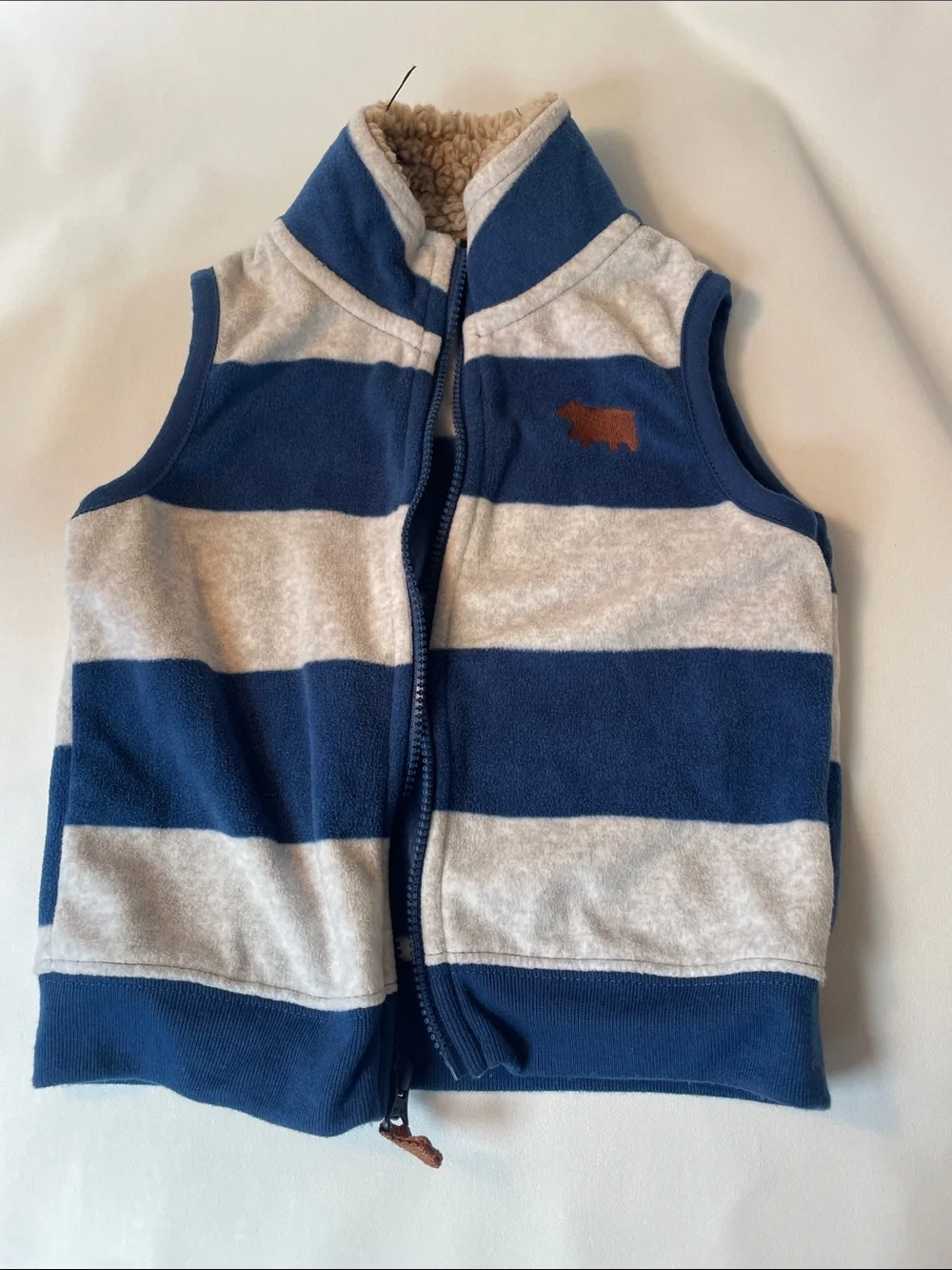 Carter's Red Buffalo Plaid & Navy Striped Fleece Vest Set